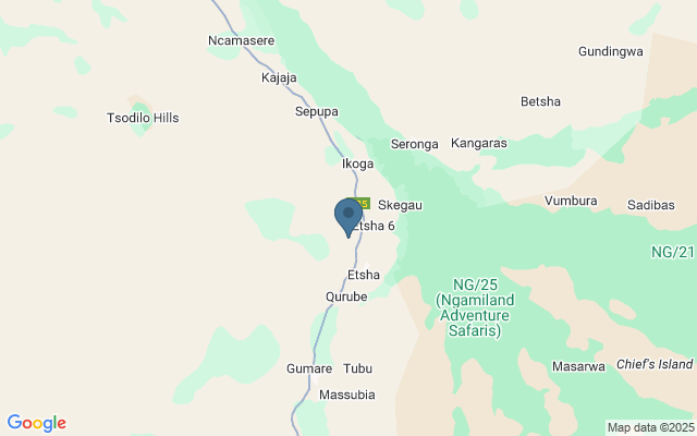 Kaart met locatie Okavango Delta